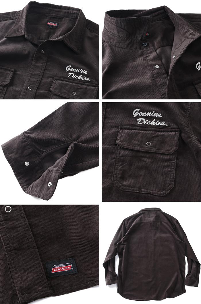 大きいサイズ メンズ GENUINE Dickies Gディッキーズ 刺繍入り コーデュロイ 長袖 ワークシャツ 秋冬新作 6460-6021