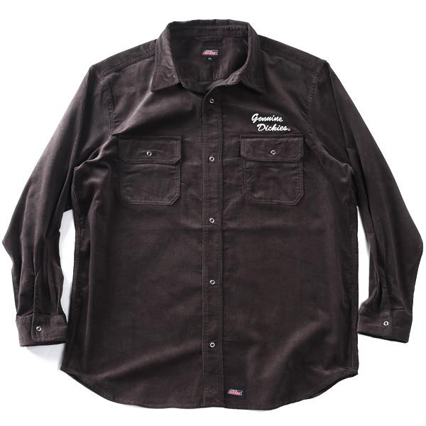 大きいサイズ メンズ GENUINE Dickies Gディッキーズ 刺繍入り コーデュロイ 長袖 ワークシャツ 秋冬新作 6460-6021