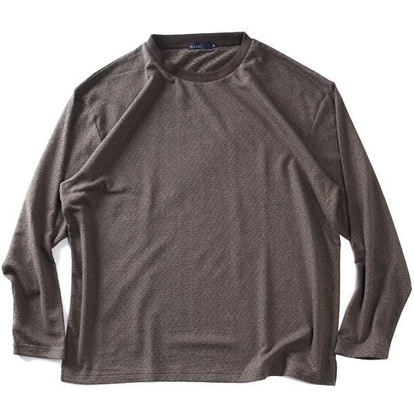 大きいサイズ メンズ PLEGGI プレッジ シャーリング ジャガード 長袖 Tシャツ 秋冬新作 66-79019-2