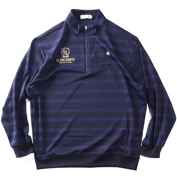 大きいサイズ メンズ LE COQ SPORTIF GOLF ルコックスポルティフ ロゴボーダー ジャカード ハーフジップ スウェット 吸汗速乾 ストレッチ 秋冬新作 lg6fswb1mx