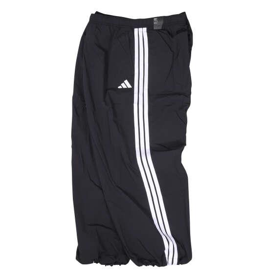 大きいサイズ メンズ adidas 3ST WVウーブン トラック パンツ ブラック×ホワイト 1244-6304-2 4XL 5XL