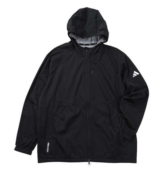 大きいサイズ メンズ adidas golf 撥水防風パッカブル フルジップ フーディー ブラック 1273-6320-1 3XL 4XL 5XL