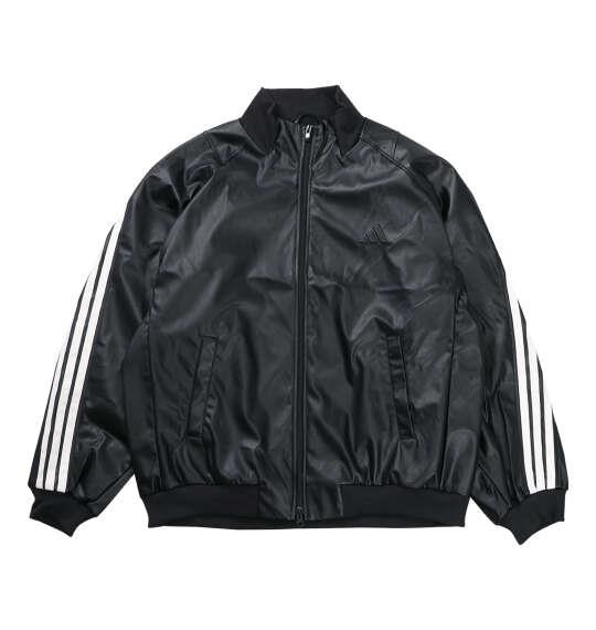 大きいサイズ メンズ adidas STADIUM フェイクレザー ジャケット ブラック×オフホワイト 1247-6322-1 3XL 4XL 5XL