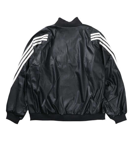 大きいサイズ メンズ adidas STADIUM フェイクレザー ジャケット ブラック×オフホワイト 1247-6322-1 3XL 4XL 5XL
