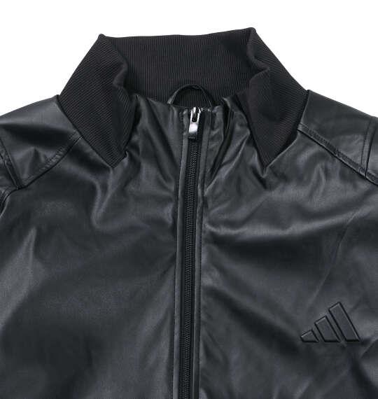 大きいサイズ メンズ adidas STADIUM フェイクレザー ジャケット ブラック×オフホワイト 1247-6322-1 3XL 4XL 5XL
