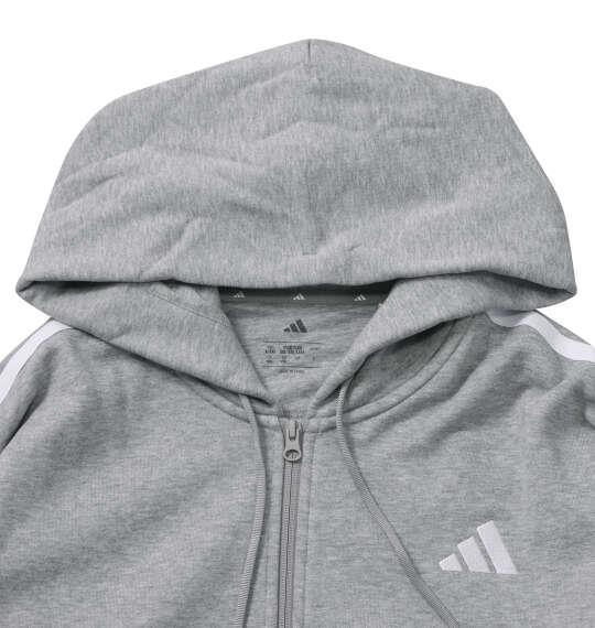 大きいサイズ メンズ adidas ESS+3S スウェット フルジップ フーディ ミディアムグレーヘザー 1248-6312-1 3XL 4XL 5XL