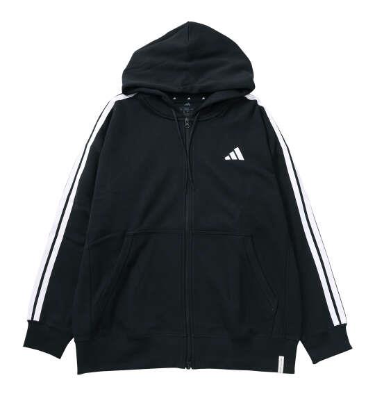 大きいサイズ メンズ adidas ESS+3S スウェット フルジップ フーディ ブラック 1248-6312-2 3XL 4XL 5XL