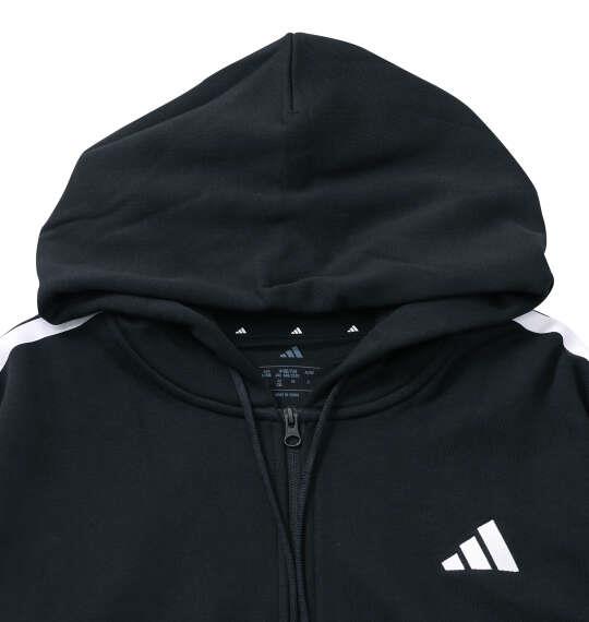 大きいサイズ メンズ adidas ESS+3S スウェット フルジップ フーディ ブラック 1248-6312-2 3XL 4XL 5XL