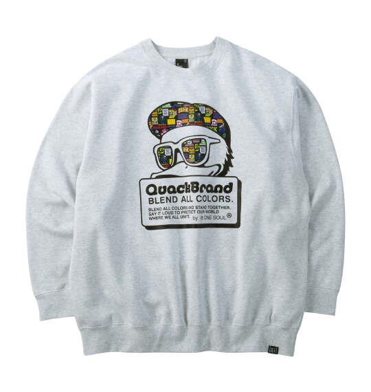 大きいサイズ メンズ b-one-soul DUCK DUDEロゴシートプリント クルー スウェット ホワイト杢 1258-6361-1 3L 4L 5L 6L
