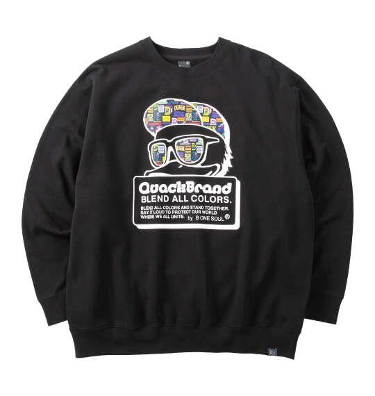 大きいサイズ メンズ b-one-soul DUCK DUDEロゴシートプリント クルー スウェット ブラック 1258-6361-2 3L 4L 5L 6L