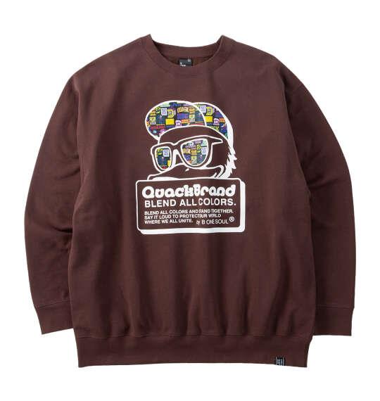 大きいサイズ メンズ b-one-soul DUCK DUDEロゴシートプリント クルー スウェット ブラウン 1258-6361-3 3L 4L 5L 6L