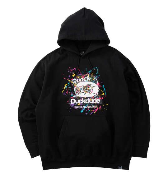 大きいサイズ メンズ b-one-soul DUCK DUDEスプラッシュプリント プル パーカー ブラック 1258-6362-2 3L 4L 5L 6L