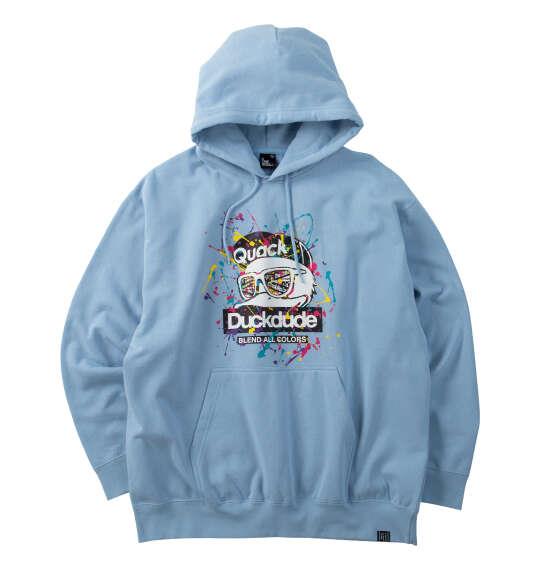 大きいサイズ メンズ b-one-soul DUCK DUDEスプラッシュプリント プル パーカー ライトブルー 1258-6362-3 3L 4L 5L 6L
