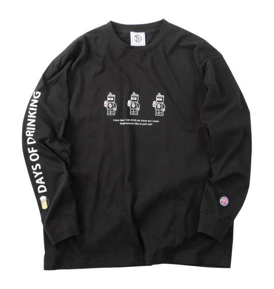 大きいサイズ メンズ YOIDORE ビールブロック 長袖 Tシャツ ブラック 1278-6645-2 3L 4L 5L 6L